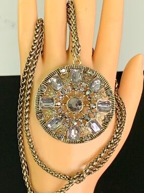 Vintage Lilac Rhinestone Pendant Nancy Rise NR Signed Designer.   36”